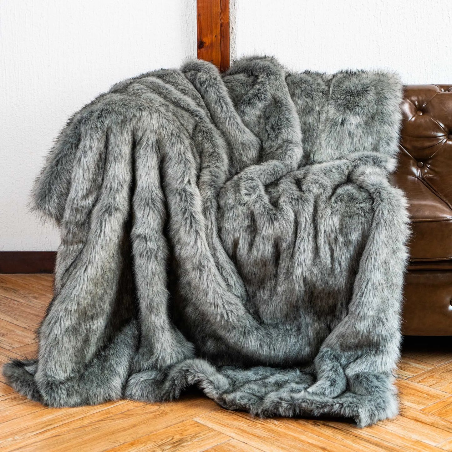LUX Heavy Faux Fur Throw Blanket