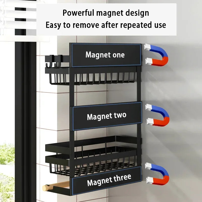 Magnetic Fridge Shelf Kitchen Paper Tube Cling Film Storage Rack Spice Storage Rack Storage Rack On The Side Of The Refrigerator