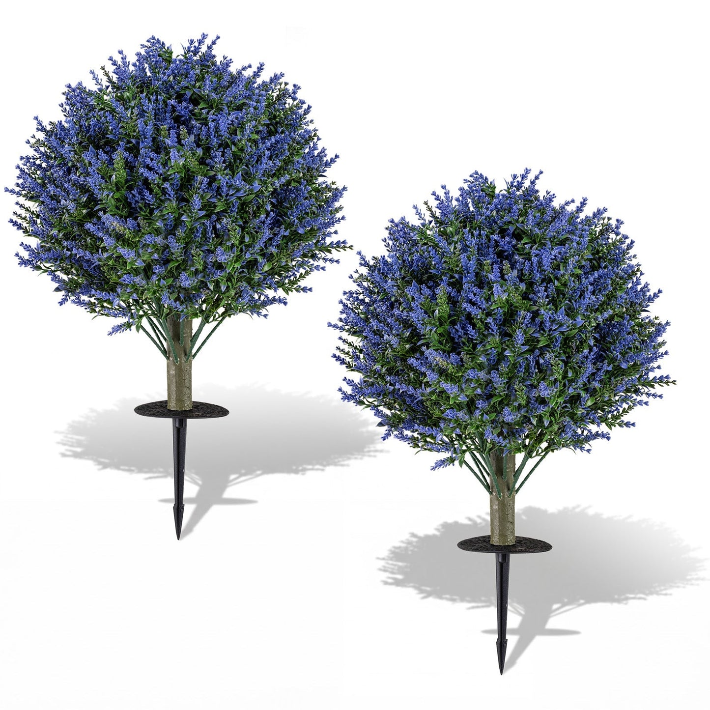 Set of 2 Artificial Lavender Topiary Ball Trees with Ground Spikes