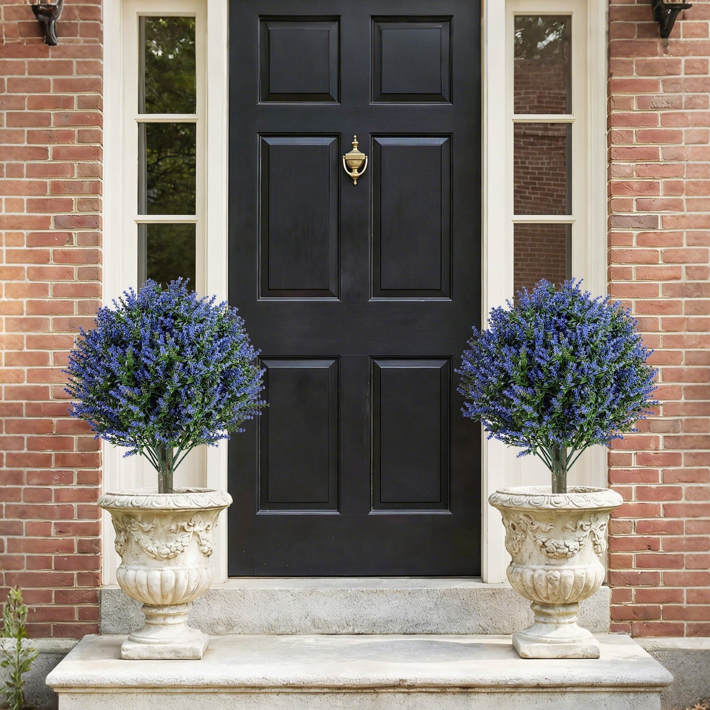 Set of 2 Artificial Lavender Topiary Ball Trees with Ground Spikes