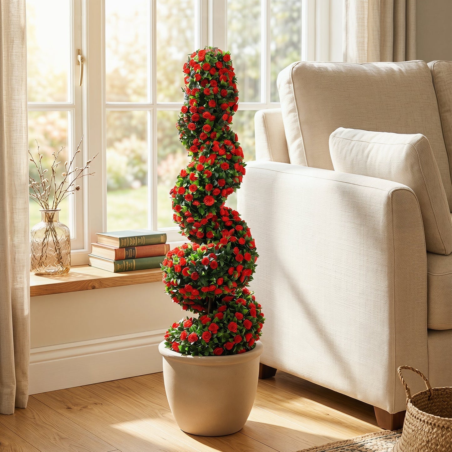 Artificial Spiral Topiary Trees 36" with Ground Spikes Set of 2