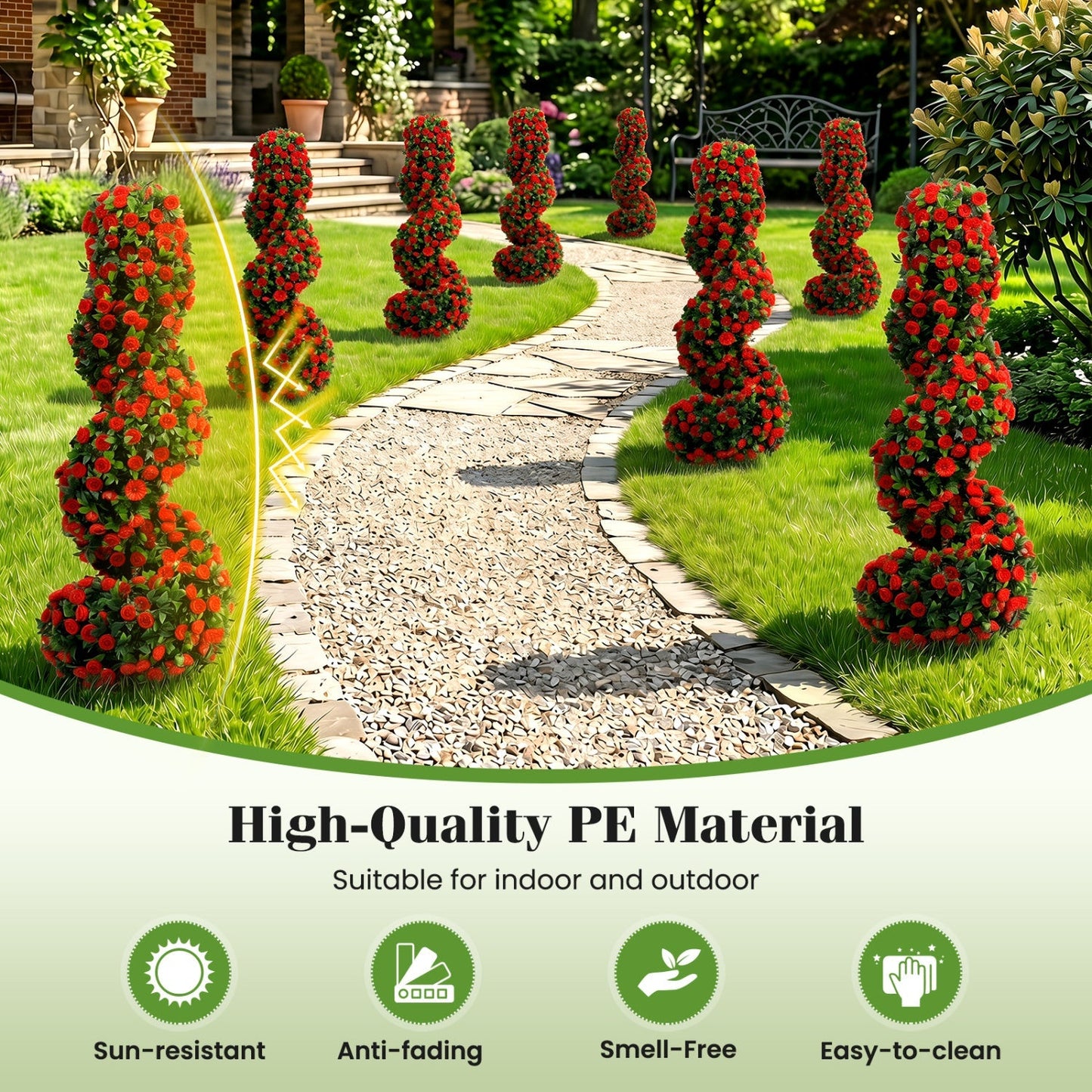Artificial Spiral Topiary Trees 36" with Ground Spikes Set of 2