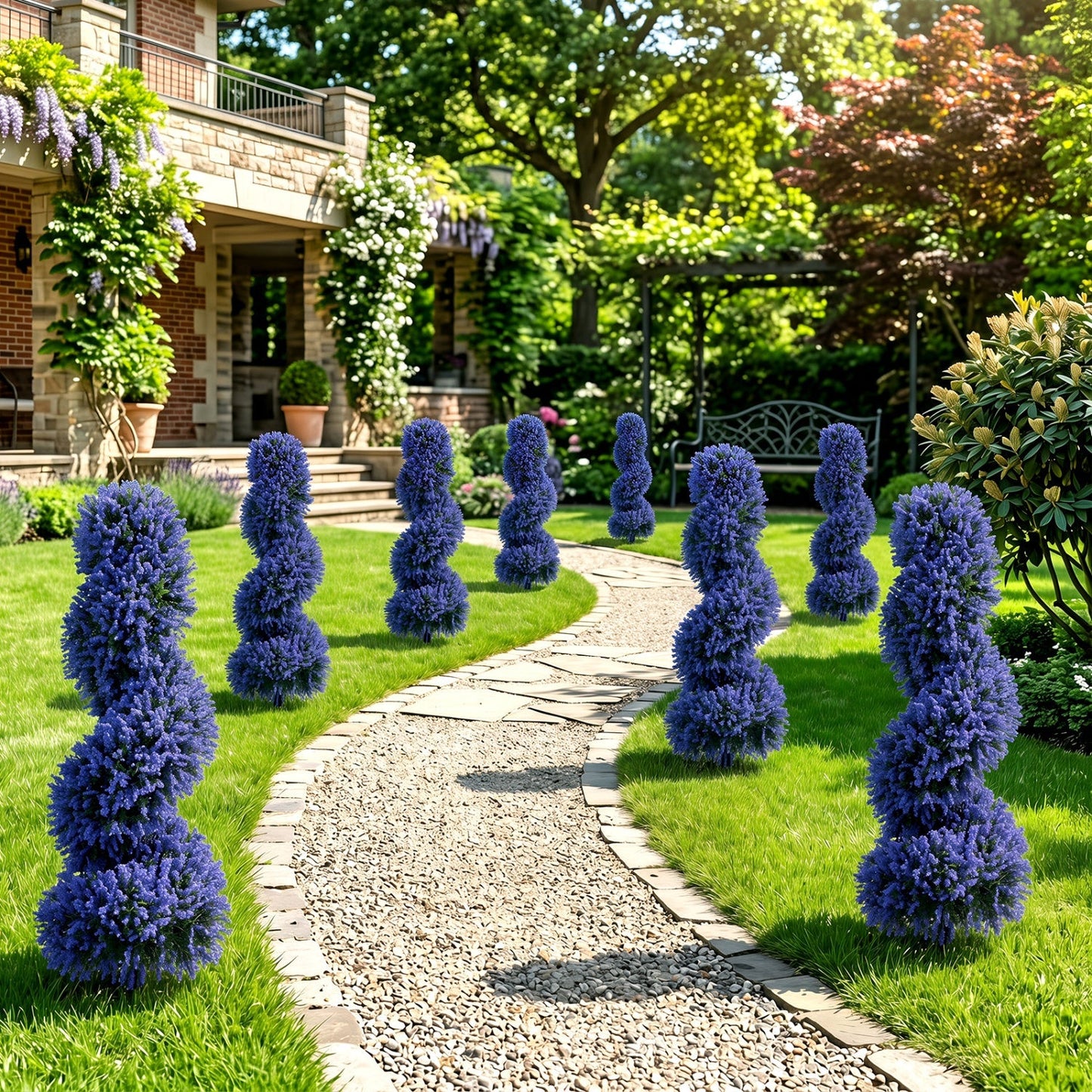 Artificial Spiral Topiary Trees 36" with Ground Spikes Set of 2
