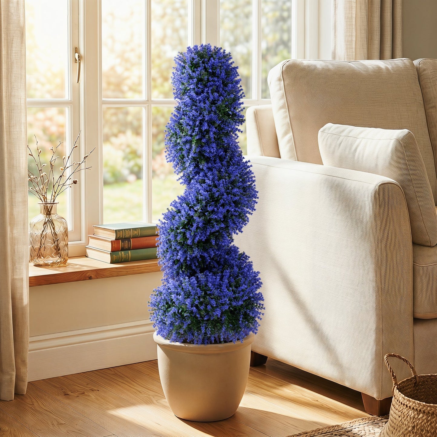 Artificial Spiral Topiary Trees 36" with Ground Spikes Set of 2