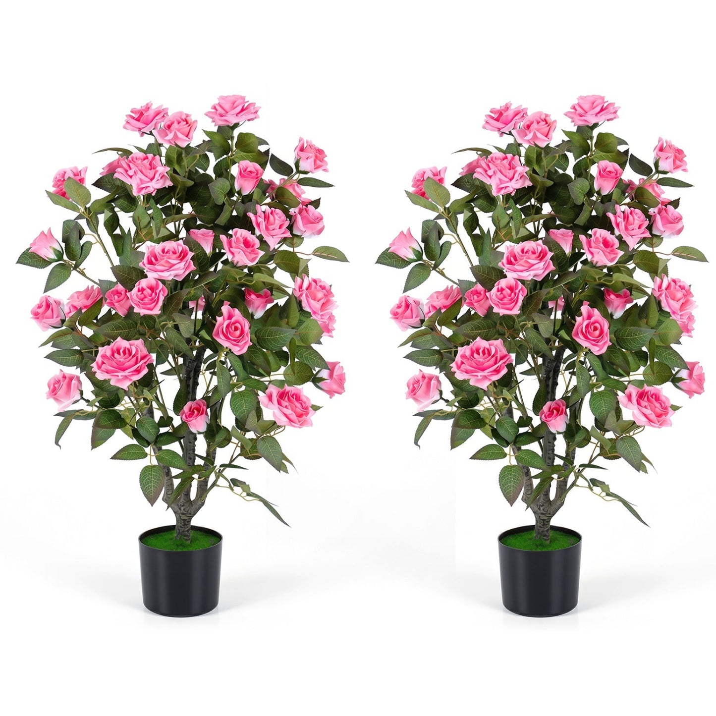 Artificial Rose Tree with Blooming Flowers - Set of 2