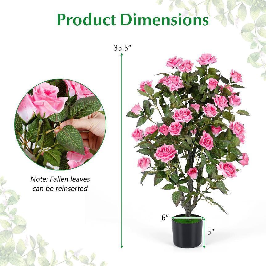 Artificial Rose Tree with Blooming Flowers - Set of 2