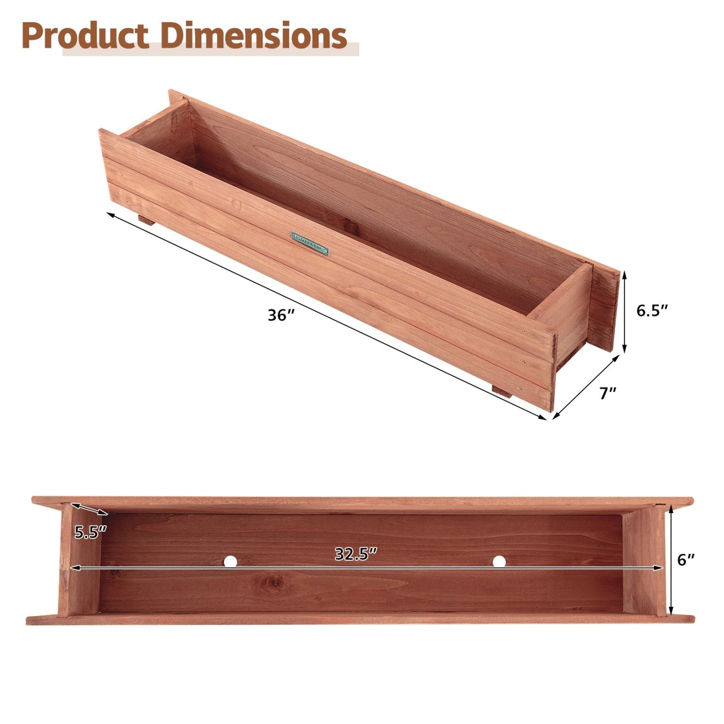Wooden Raised Garden Bed Planter Box Set of 2 - Brown