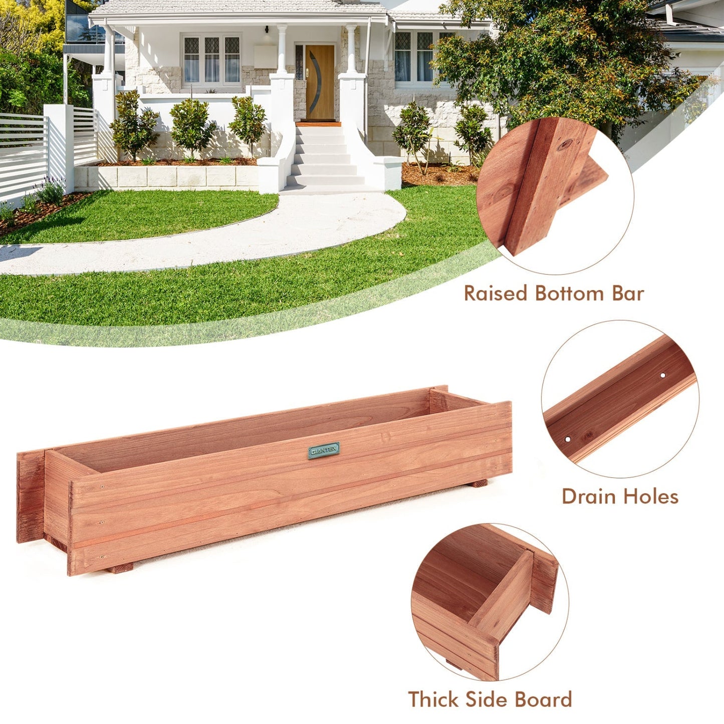 Wooden Raised Garden Bed Planter Box Set of 2 - Brown
