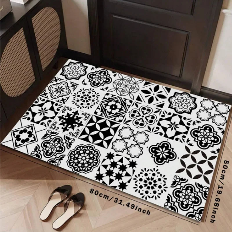 VIKAMA Minimalist Line Rug, Entrance Hallway Doormat, Kitchen And Bathroom Door Mat Stain-Resistant And Easy-Clean Home Decor