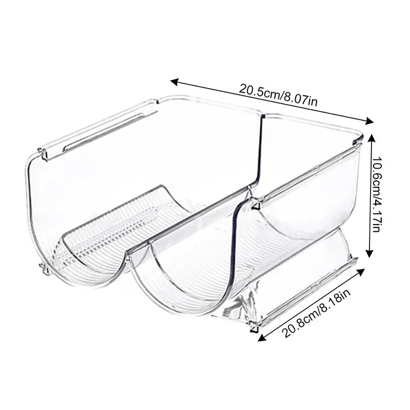 Clear Refrigerator Wine and Water Bottle Holder,  Stackable Plastic Wine Rack Storage Organizer for Fridge, Cabinet, Pantry