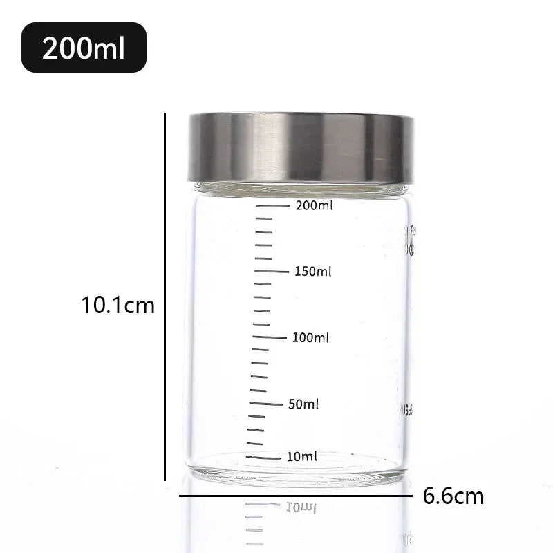 100-500ml Glass Bottle with Scale High Borosilicate Heat-resistant Glass Seal Jar Kitchen Seasoning Spices Storage Bottle Gadget