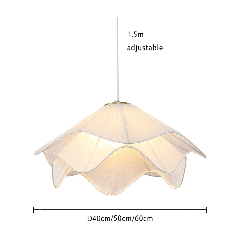 Nordic Minimalist Cream Pendant Lights White Fabric Led Living Room Bedroom Home Decor Chandelier Balcony Hanging Lamp Fixture