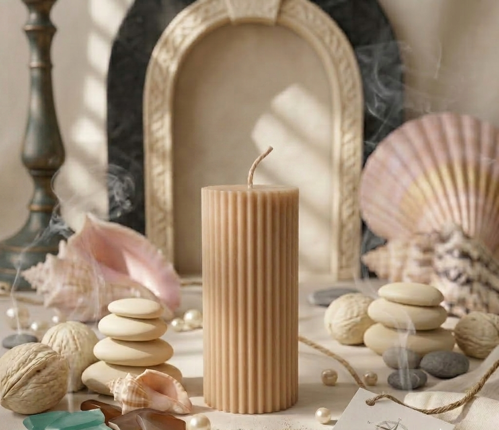 Ribbed Short Candle