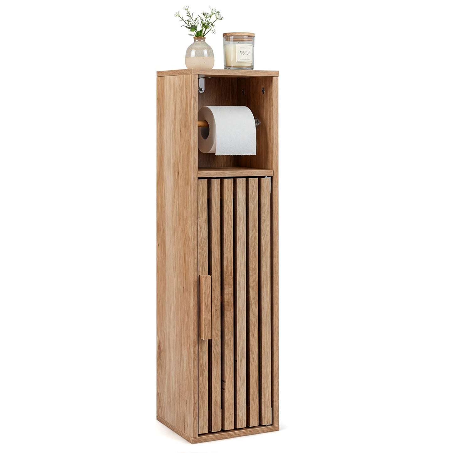 Slim Bathroom Cabinets Freestanding Toilet Paper Holder Stand with Door