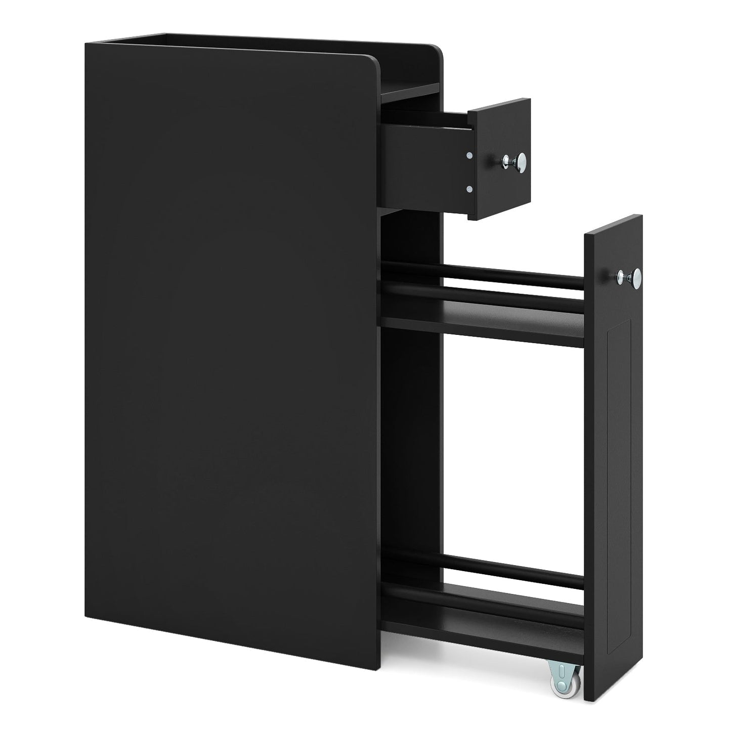 Small Bathroom Storage Cabinet 4-Tier with Slide Out Drawers on Casters