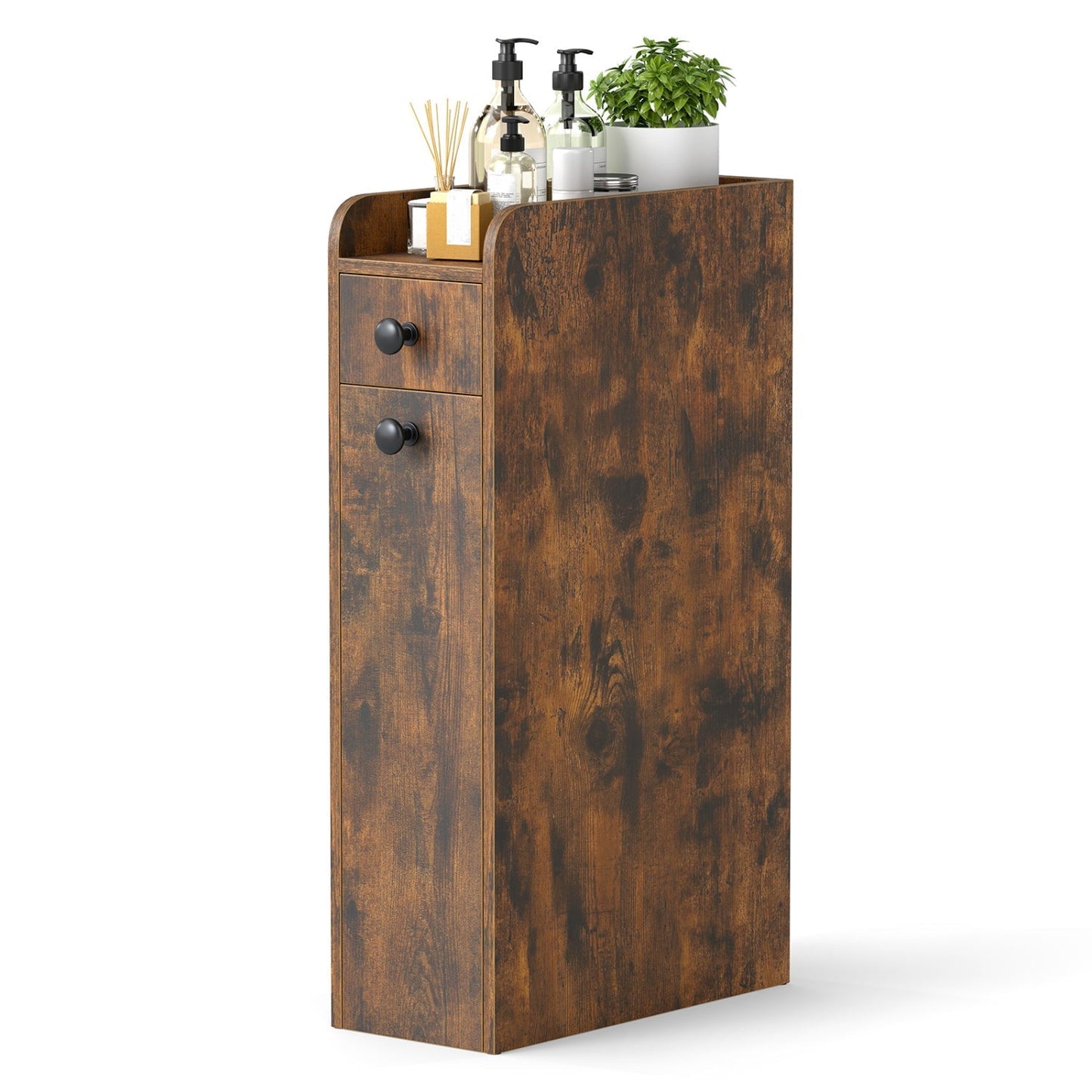 Small Bathroom Storage Cabinet 4-Tier with Slide Out Drawers on Casters