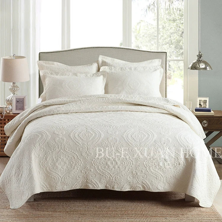 Export Simple European Embroider Double Pure Color Quiltedtextiles