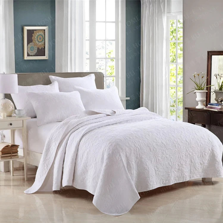 Export Simple European Embroider Double Pure Color Quiltedtextiles