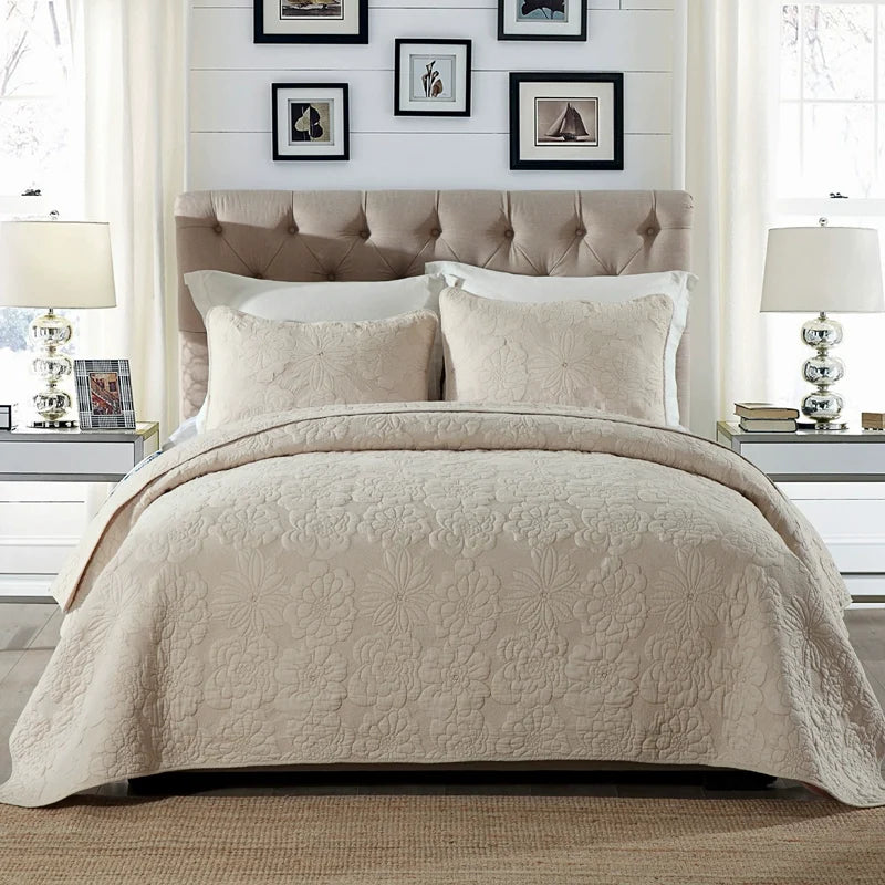 Export Simple European Embroider Double Pure Color Quiltedtextiles