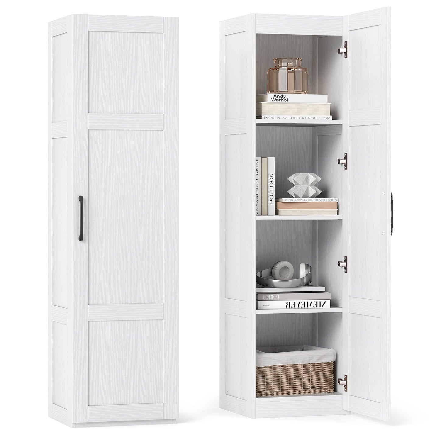 Tall Storage Cabinet with 4 Storage Shelves for Bathroom Living Room