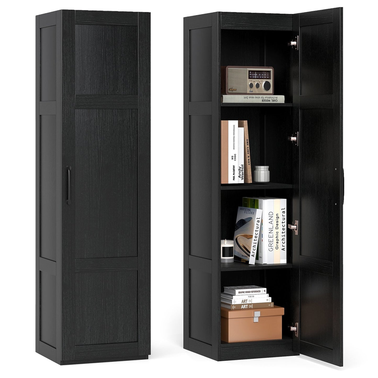 Tall Storage Cabinet with 4 Storage Shelves for Bathroom Living Room
