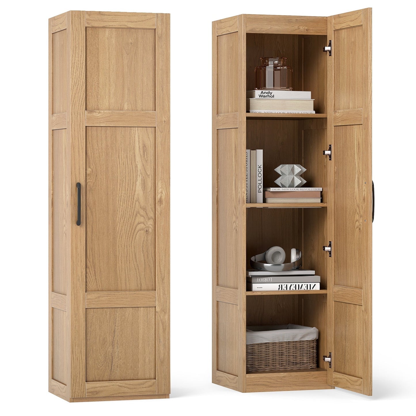 Tall Storage Cabinet with 4 Storage Shelves for Bathroom Living Room