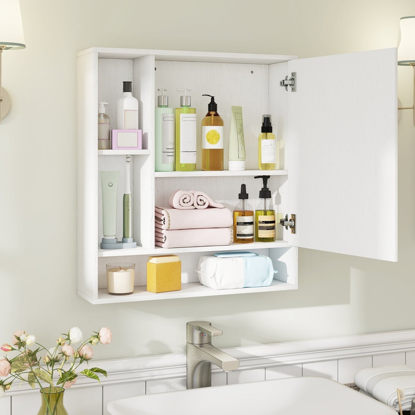 Wall Mounted Bathroom Cabinet with Mirror Single Door