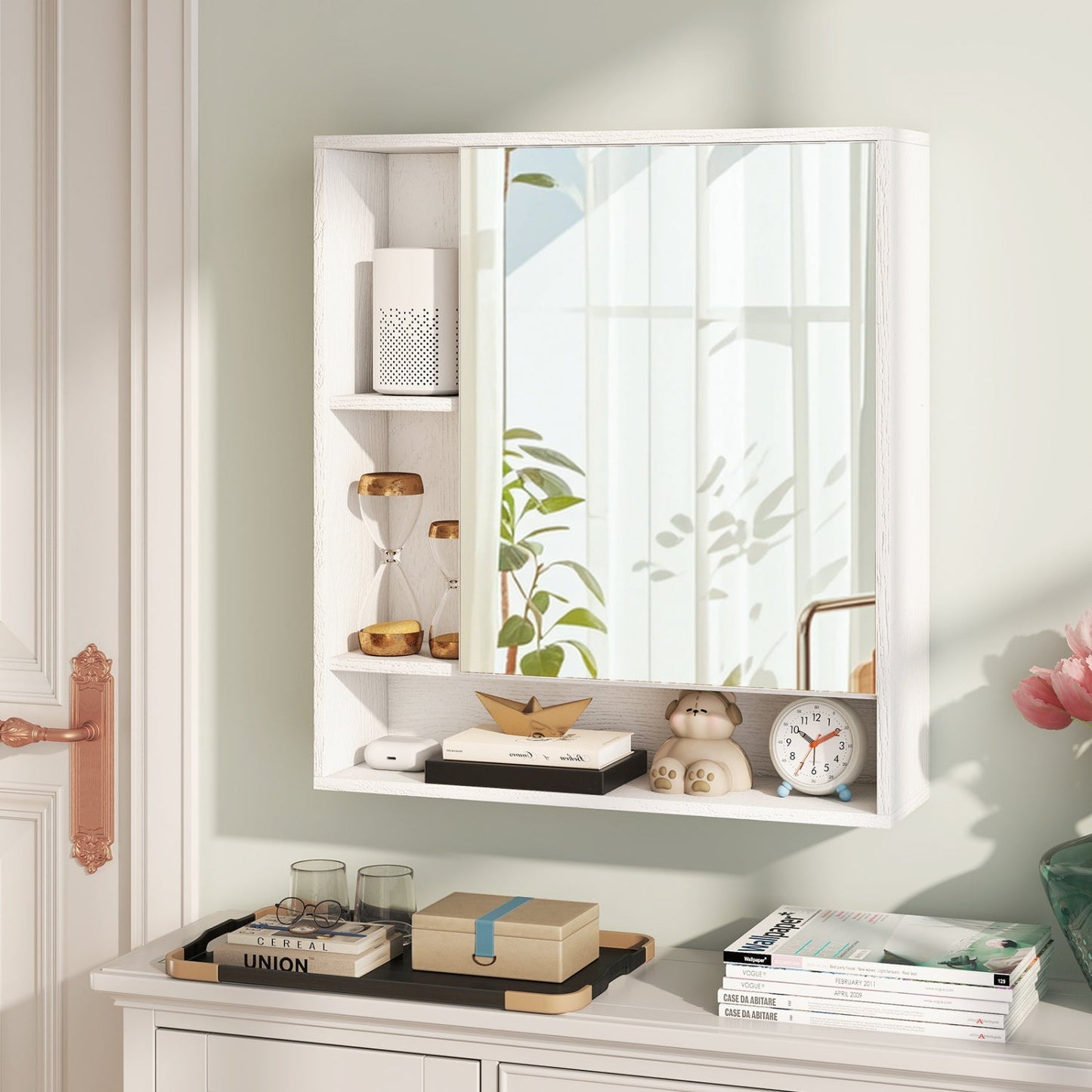 Wall Mounted Bathroom Cabinet with Mirror Single Door