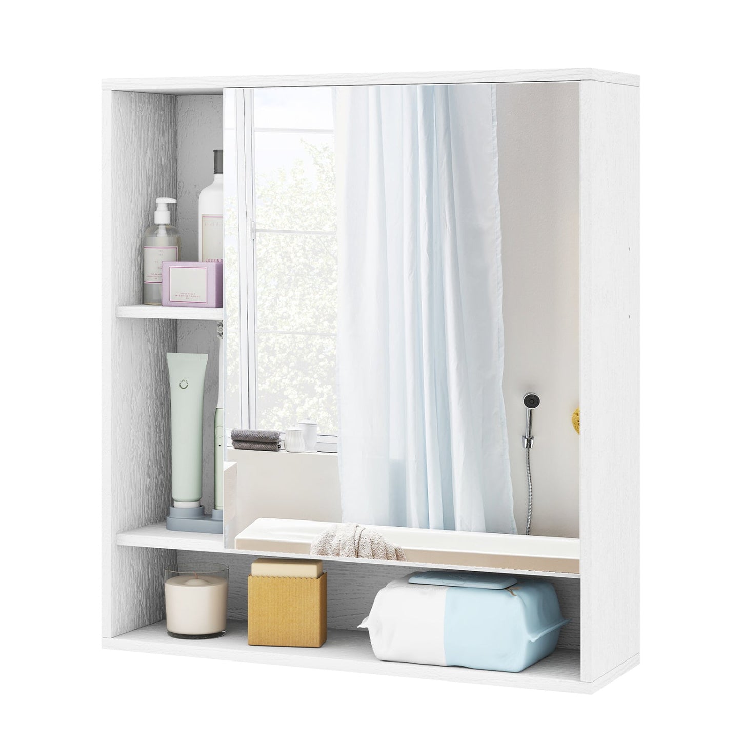 Wall Mounted Bathroom Cabinet with Mirror Single Door