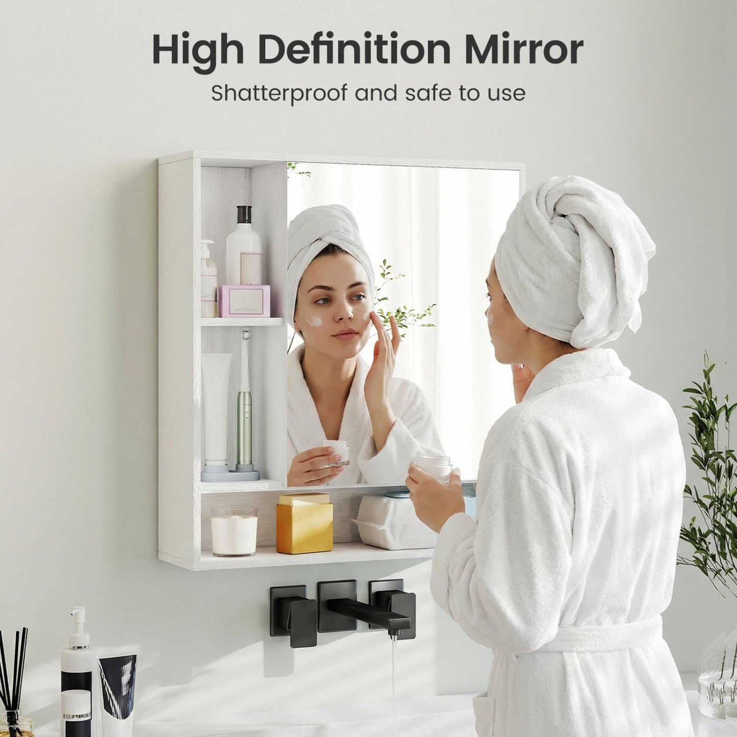 Wall Mounted Bathroom Cabinet with Mirror Single Door