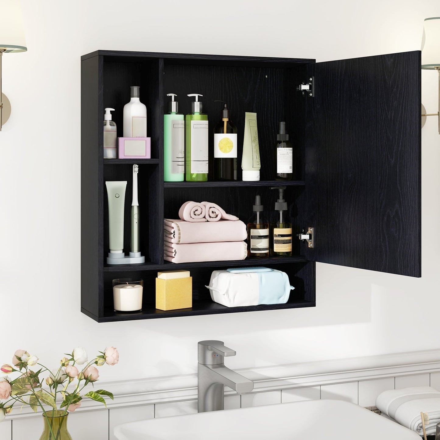 Wall Mounted Bathroom Cabinet with Mirror Single Door