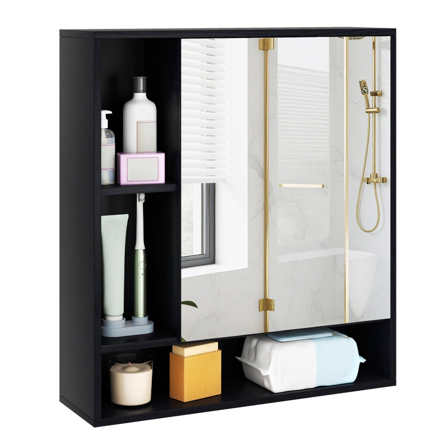 Wall Mounted Bathroom Cabinet with Mirror Single Door