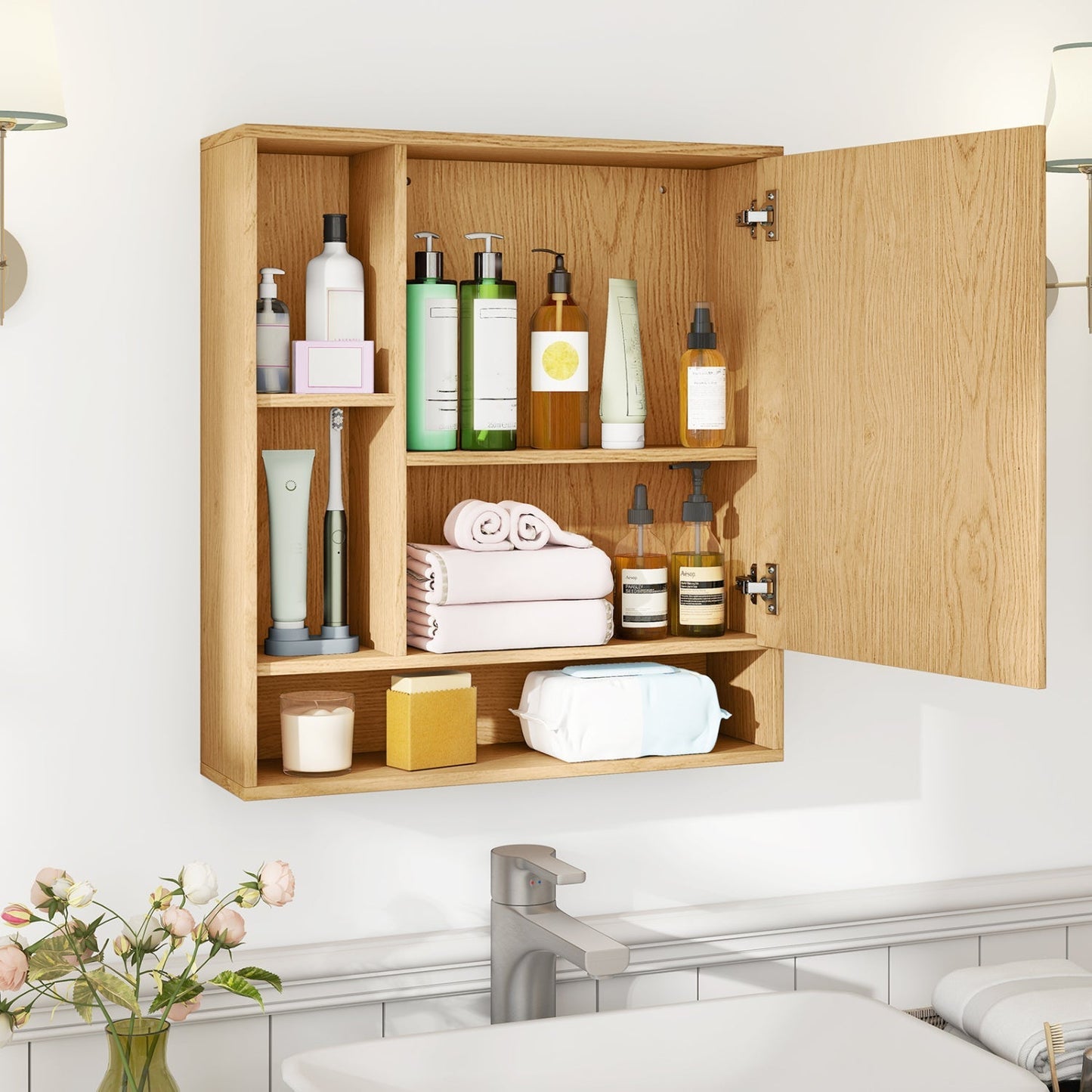 Wall Mounted Bathroom Cabinet with Mirror Single Door