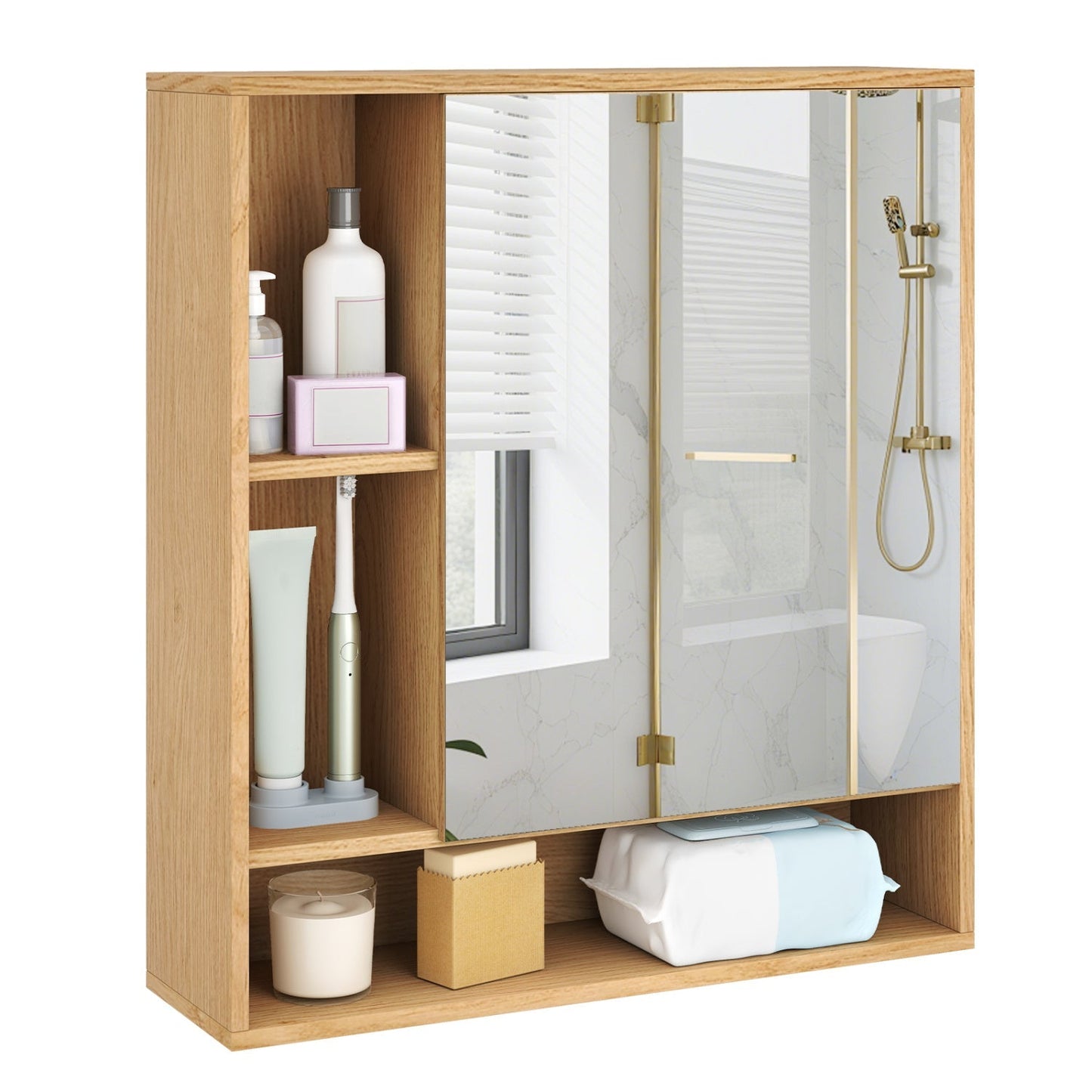 Wall Mounted Bathroom Cabinet with Mirror Single Door