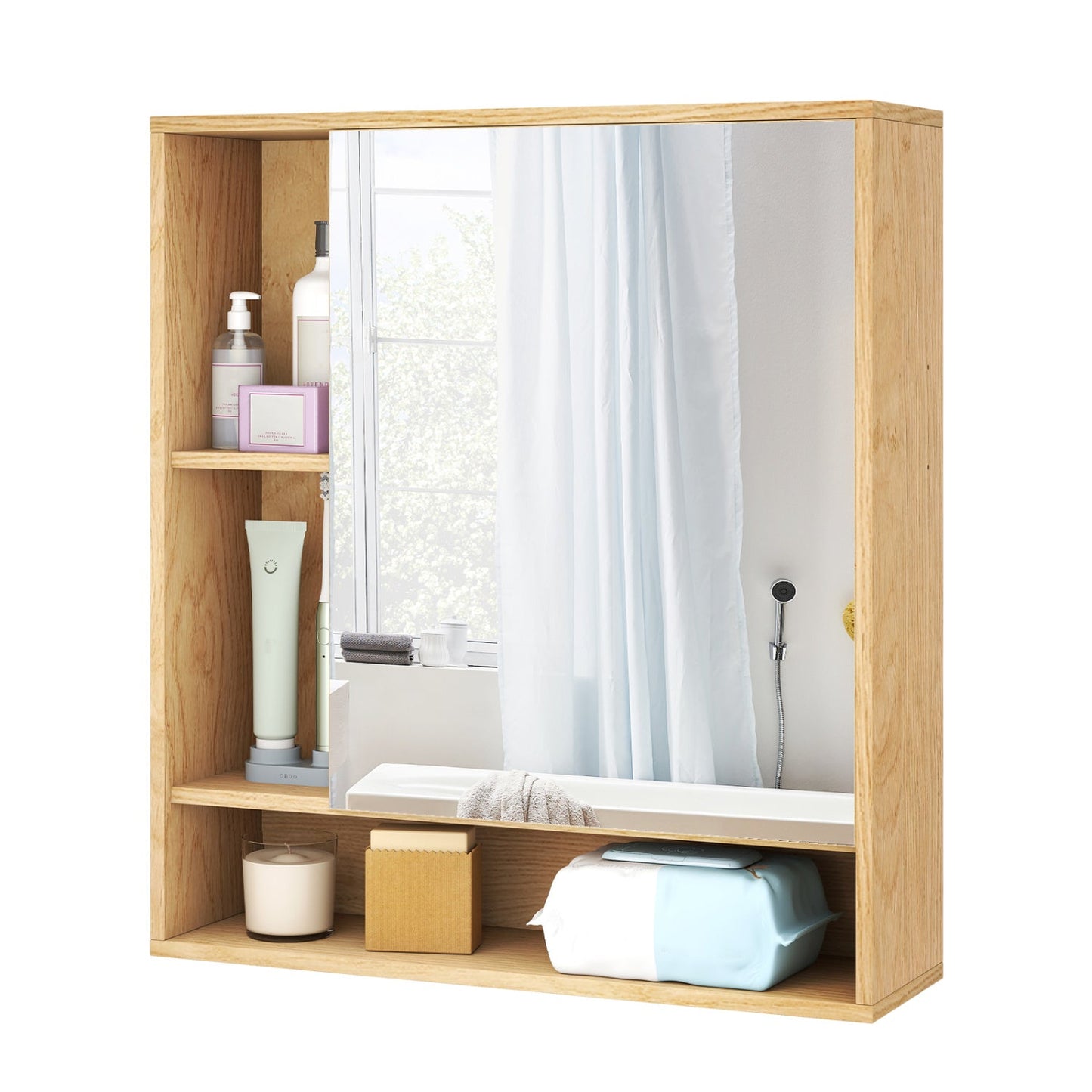 Wall Mounted Bathroom Cabinet with Mirror Single Door