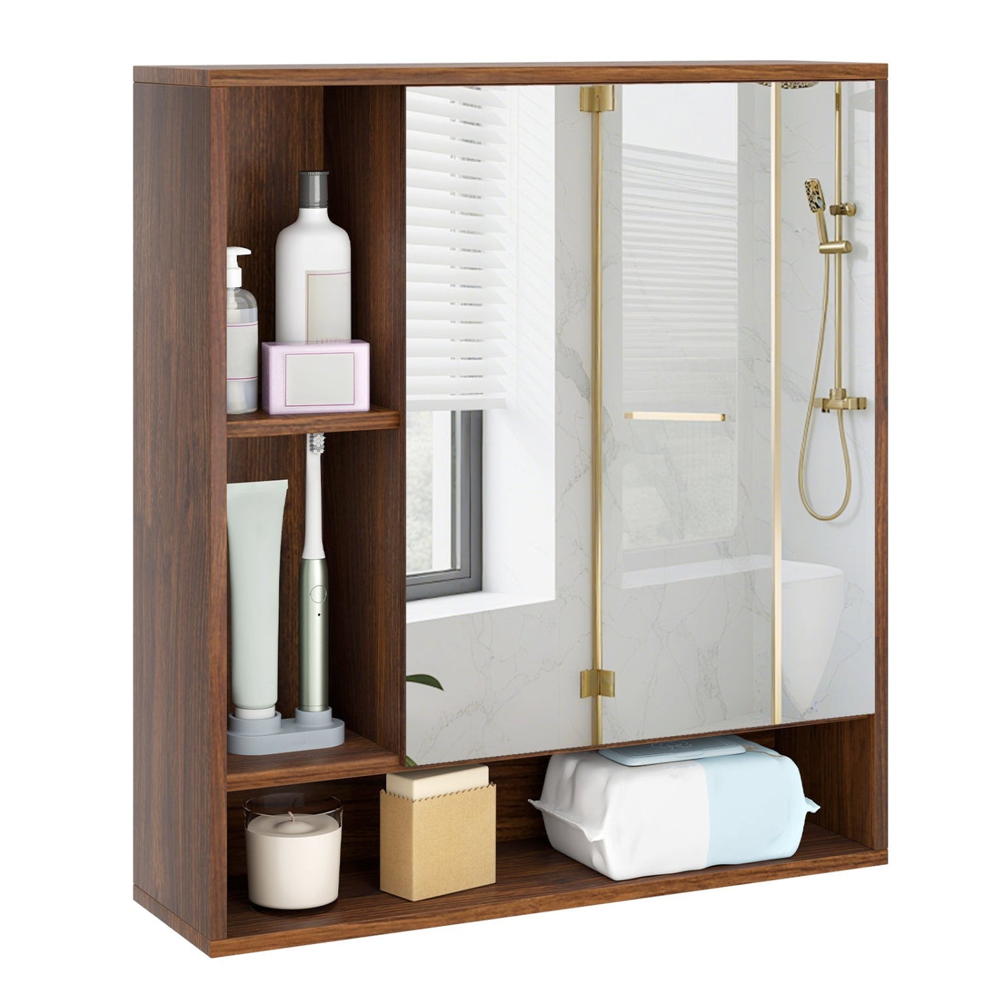 Wall Mounted Bathroom Cabinet with Mirror Single Door