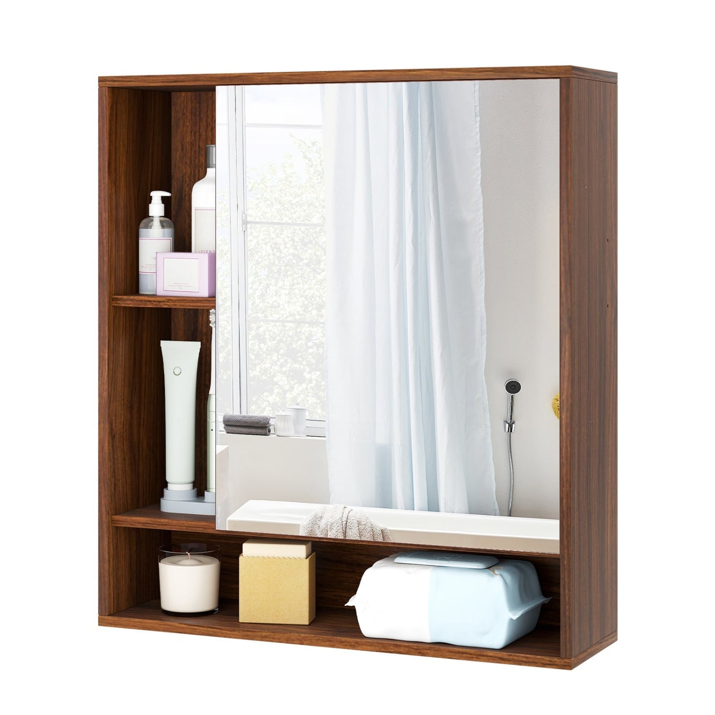 Wall Mounted Bathroom Cabinet with Mirror Single Door