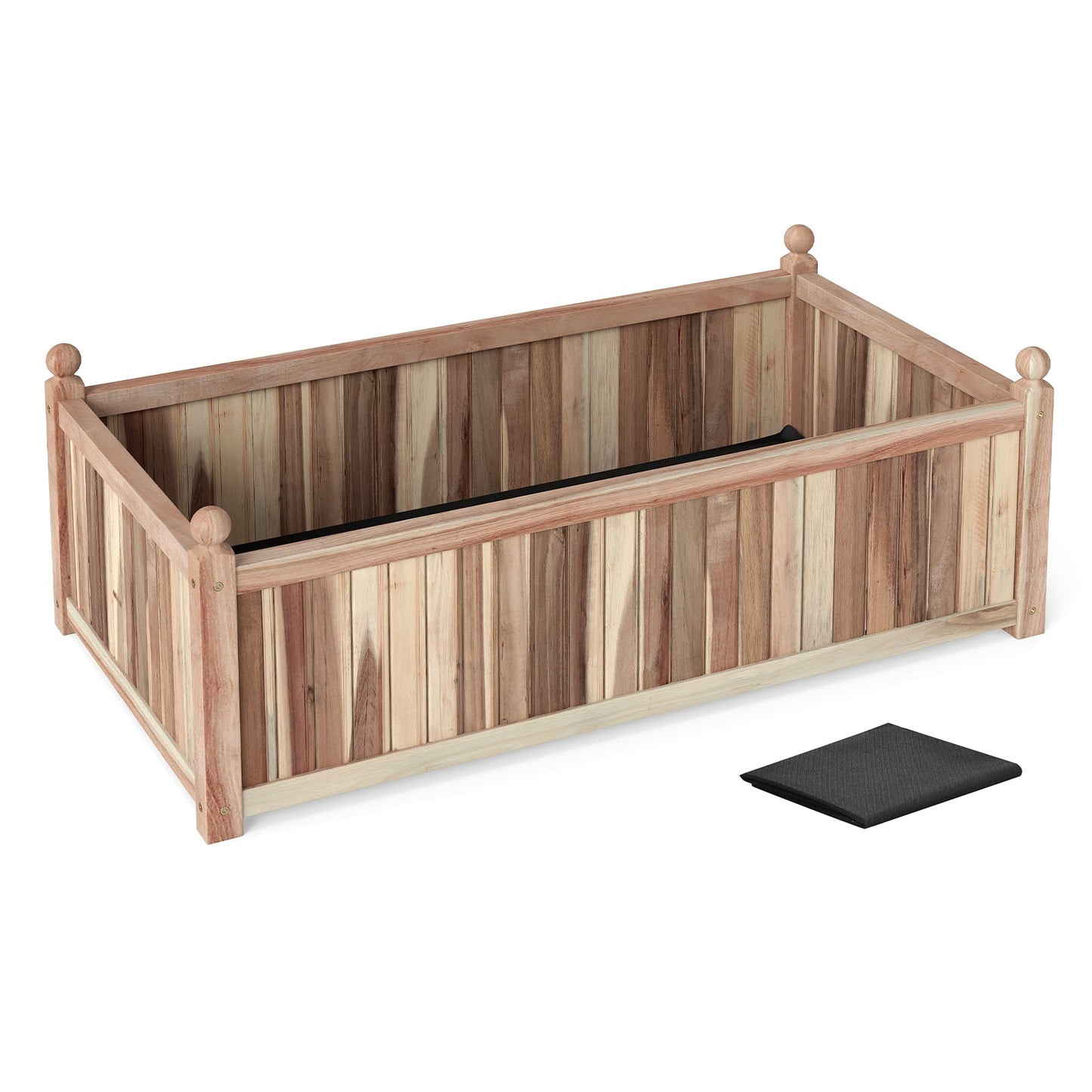 Wooden Raised Garden Bed Natural Acacia Wood Rectangular Planter Box with Liner-Natural