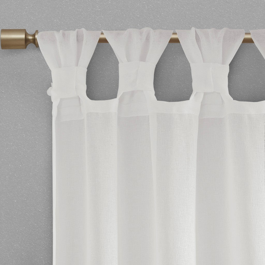 Floral Emb Hed Cuff Tab Top Solid Curtain Panel