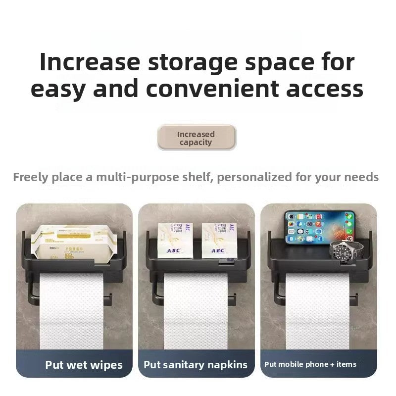Upgraded ABS Material Punch-Free Wall-Mounted Double-Layer Toilet Paper Tissue Holder