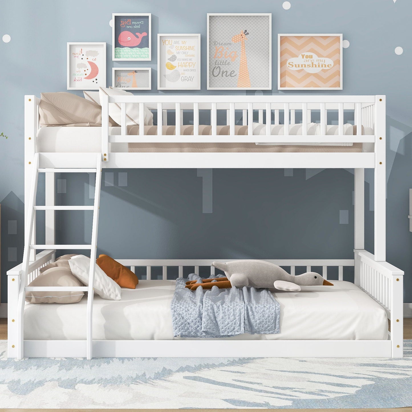 Bunk Bed With Ladder And Guardrails
