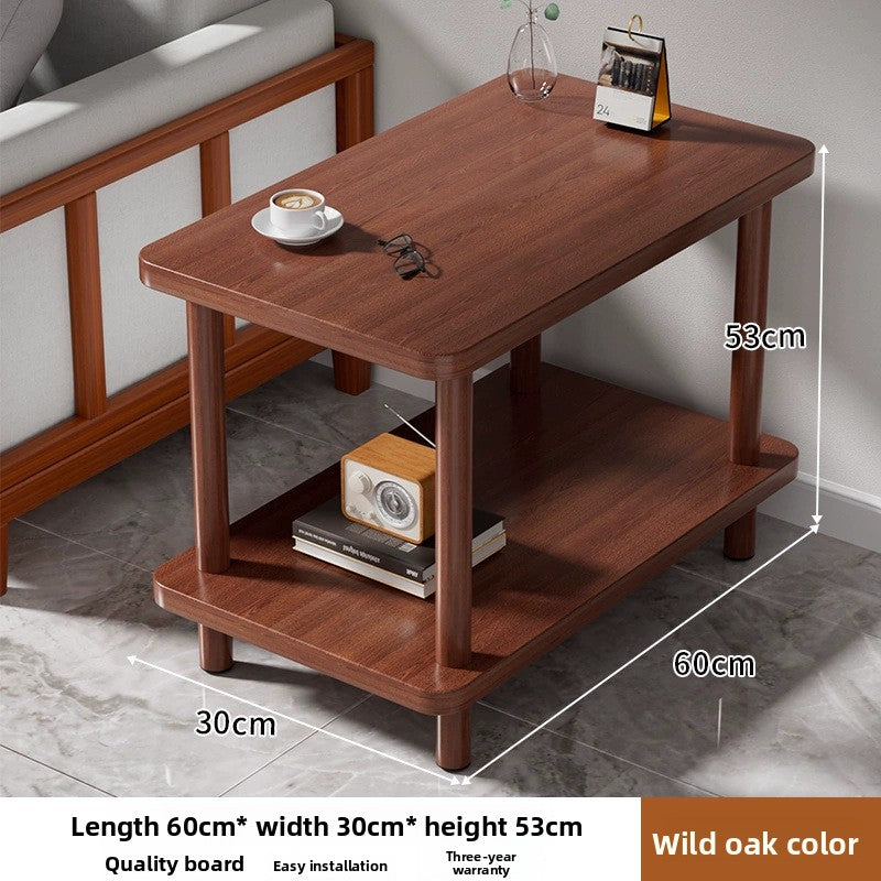 Rectangular Solid Wood Side Table with Storage