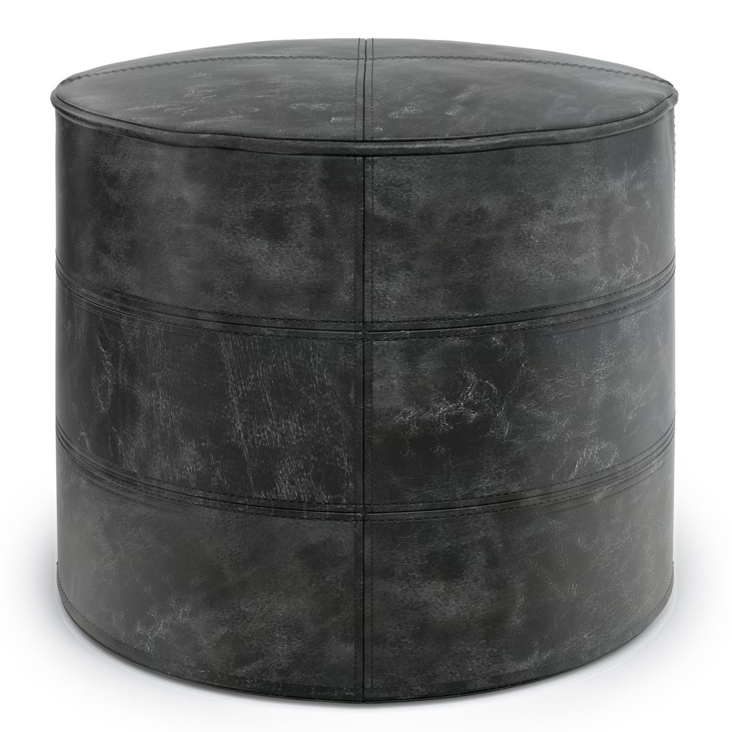 Connor 18 Inch Wide Round Pouf in Distressed