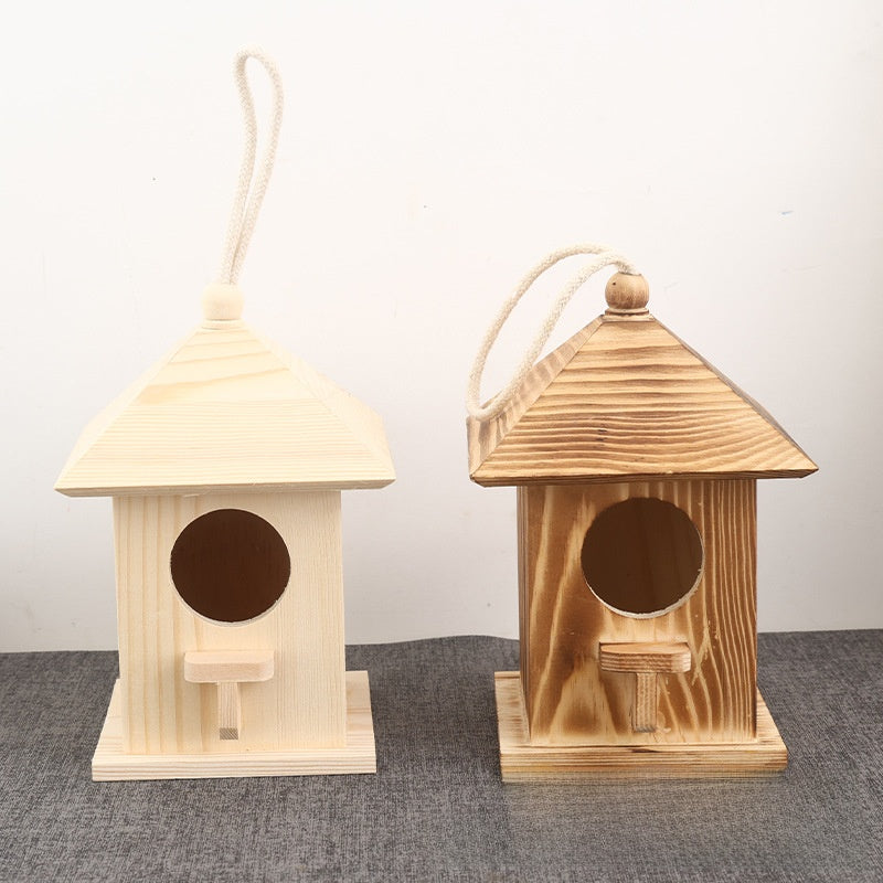 Wooden Birdhouse Bird Feeder Outdoor Hanging Decoration