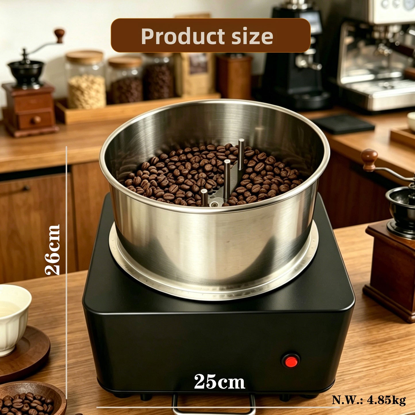 Rotating Coffee Bean Roasting Machine with Cooling Tray