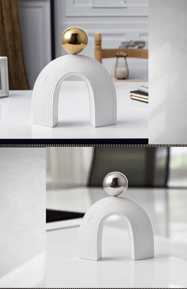 Modern Arch Sculpture with Golden Sphere