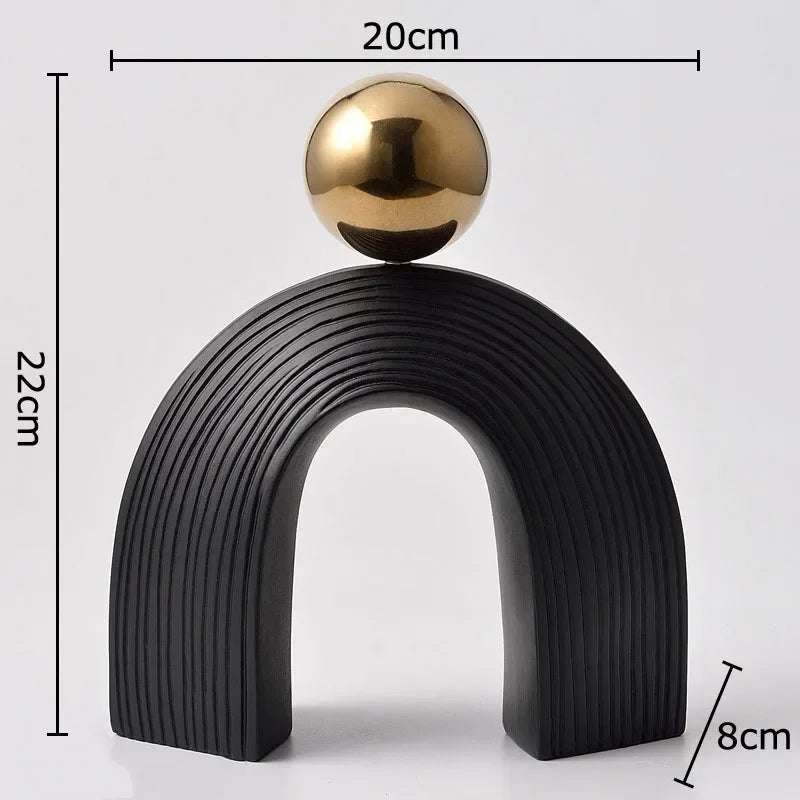 Modern Arch Sculpture with Golden Sphere