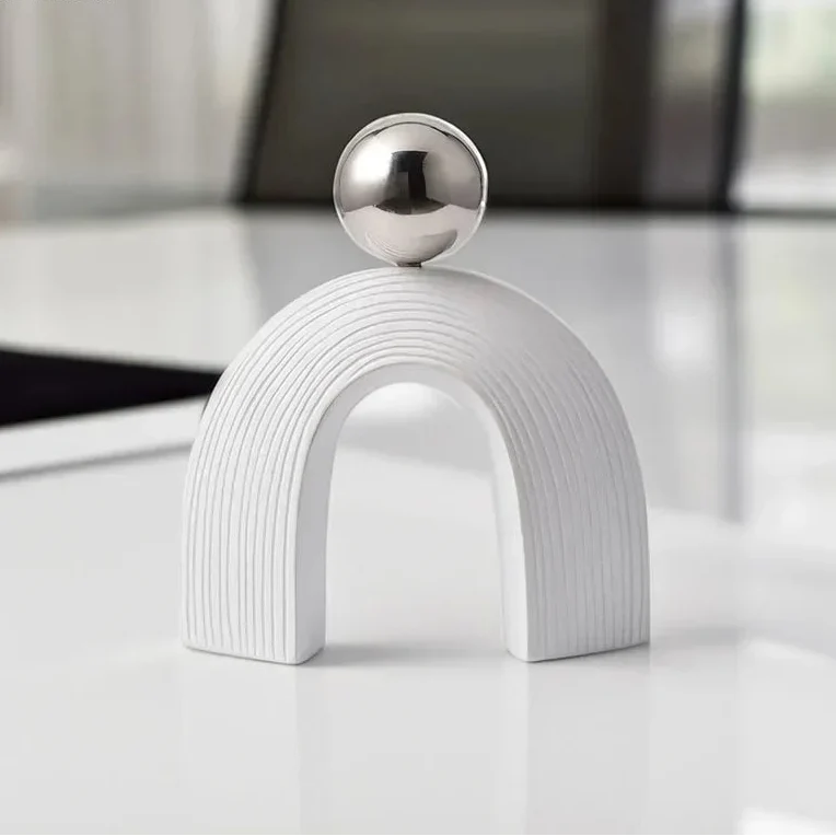 Modern Arch Sculpture with Golden Sphere