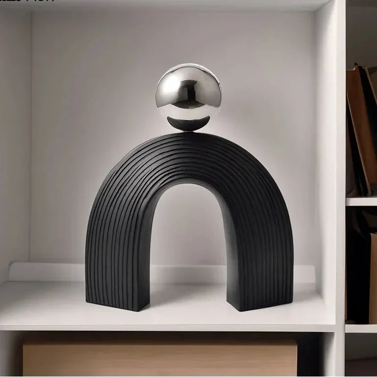 Modern Arch Sculpture with Golden Sphere