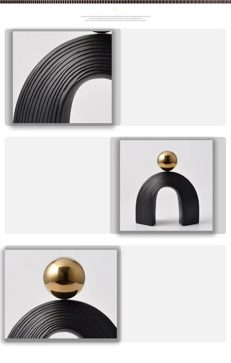 Modern Arch Sculpture with Golden Sphere